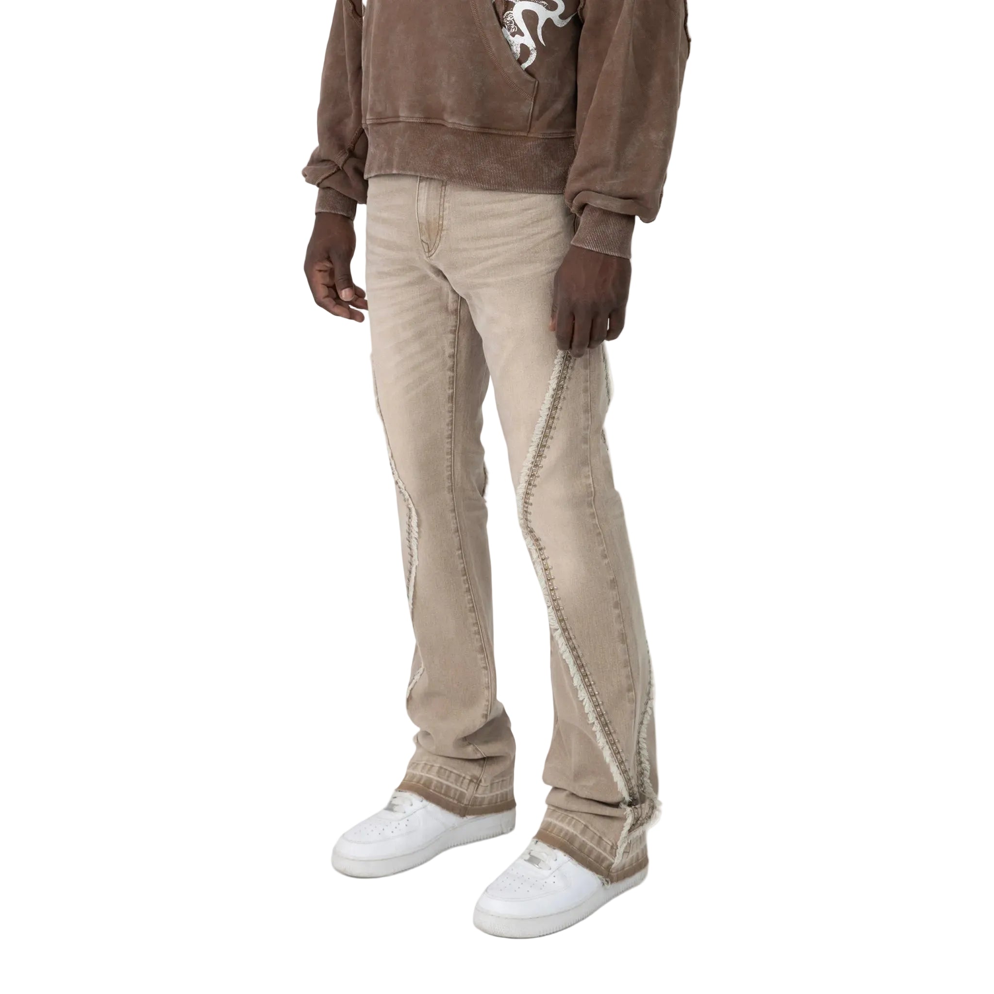 SMOKE RISE FLARE JEANS-CREAM