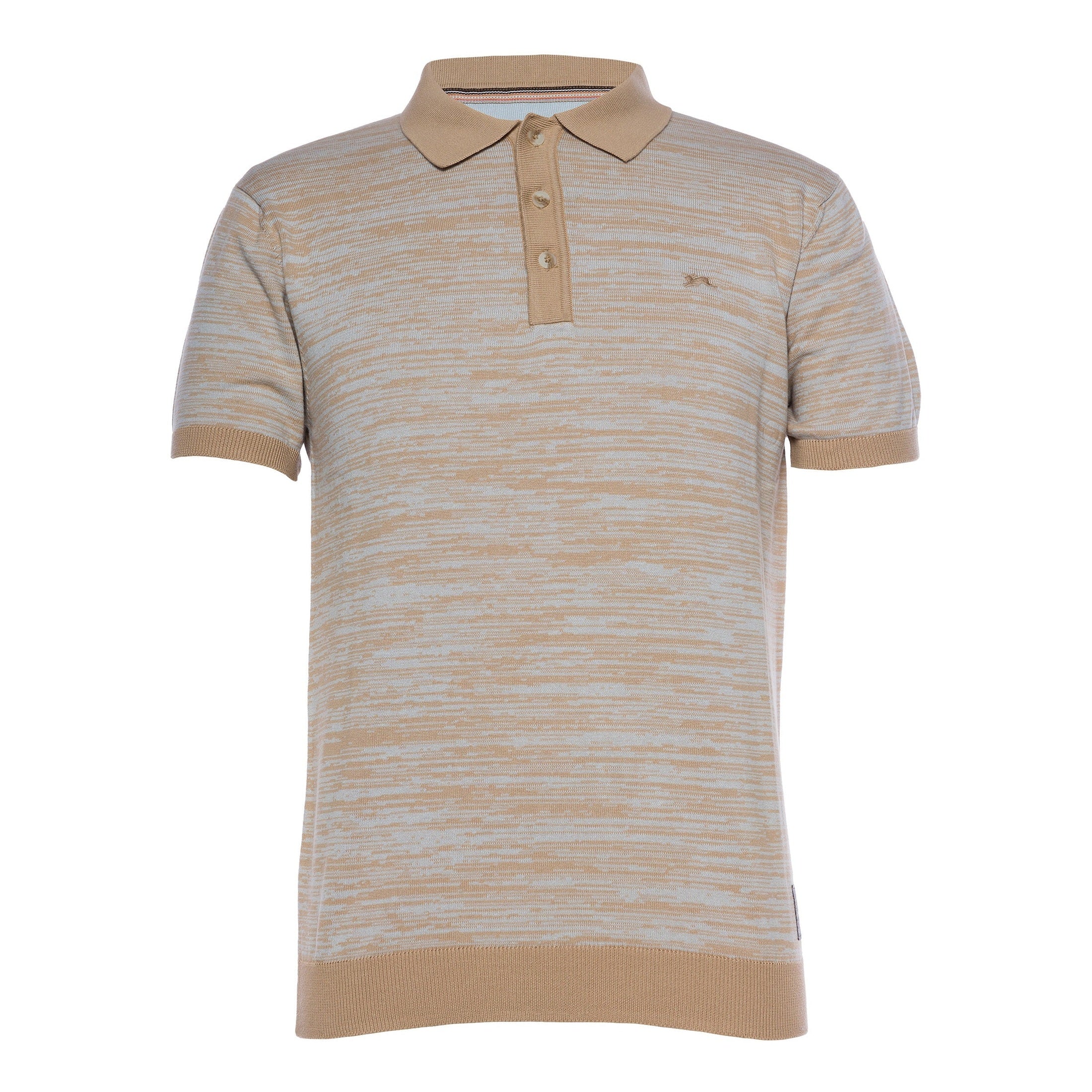 A TIZIANO KNIT POLO-WANE TAUPE