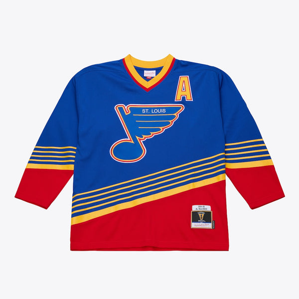 MITCHELL AND NESS NHL DARK POWER PLAY ST. LEWIS BLUES 1994 AL MACINNIS JERSEY by Mitchell and Ness