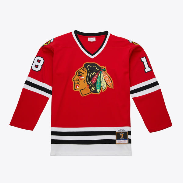 MITCHELL AND NESS NHL DARK CHICAGO BLACKHAWKS 1980 DENIS SAVARD JERSEY by Mitchell and Ness