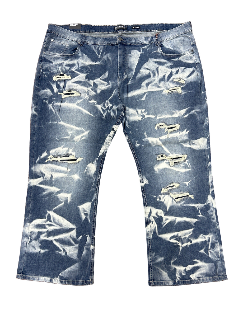 BLACK LIGHT RIPPED WAVY DENIM