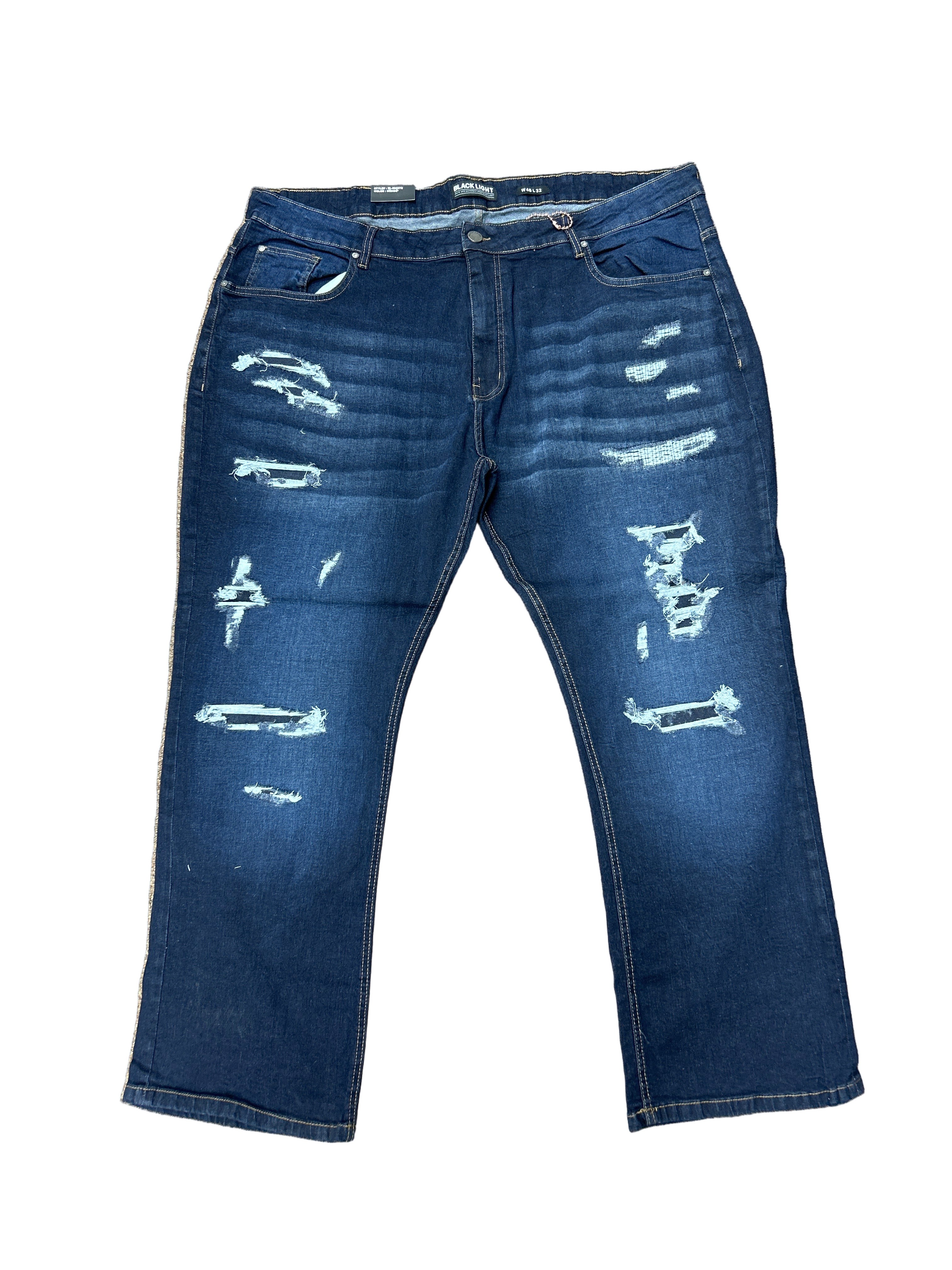 BLACK LIGHT PLAIN RIPPED DENIM