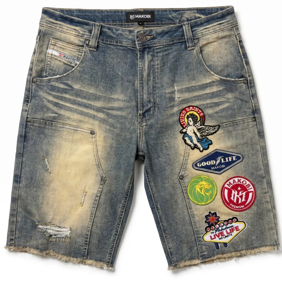 MONDO PATCH DENIM JORTS by MAKOBI