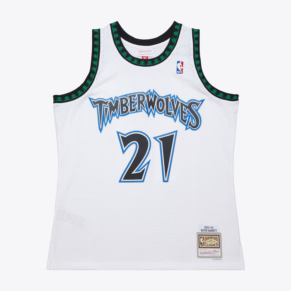 MITCHELL AND NESS NBA WHITE MINNESOTA TIMBERWOLVES 2003 KEVIN GARNETT JERSEY by Mitchell and Ness