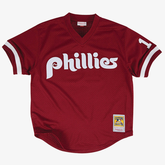 MITCHELL AND NESS AUTHENTIC PHILLIES 1991 JOHN KRUK BP JERSEY PULLOVER by Mitchell and Ness