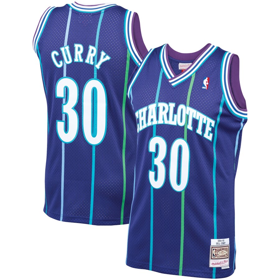 MITCHELL AND NESS HORNETS GRAPE JERSEY-CURRY