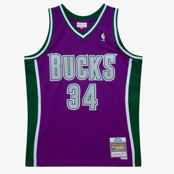 MITCHELL AND NESS NBA SWINGMAN JERSEY MILWAUKEE BUCKS 2001 RAY ALLEN