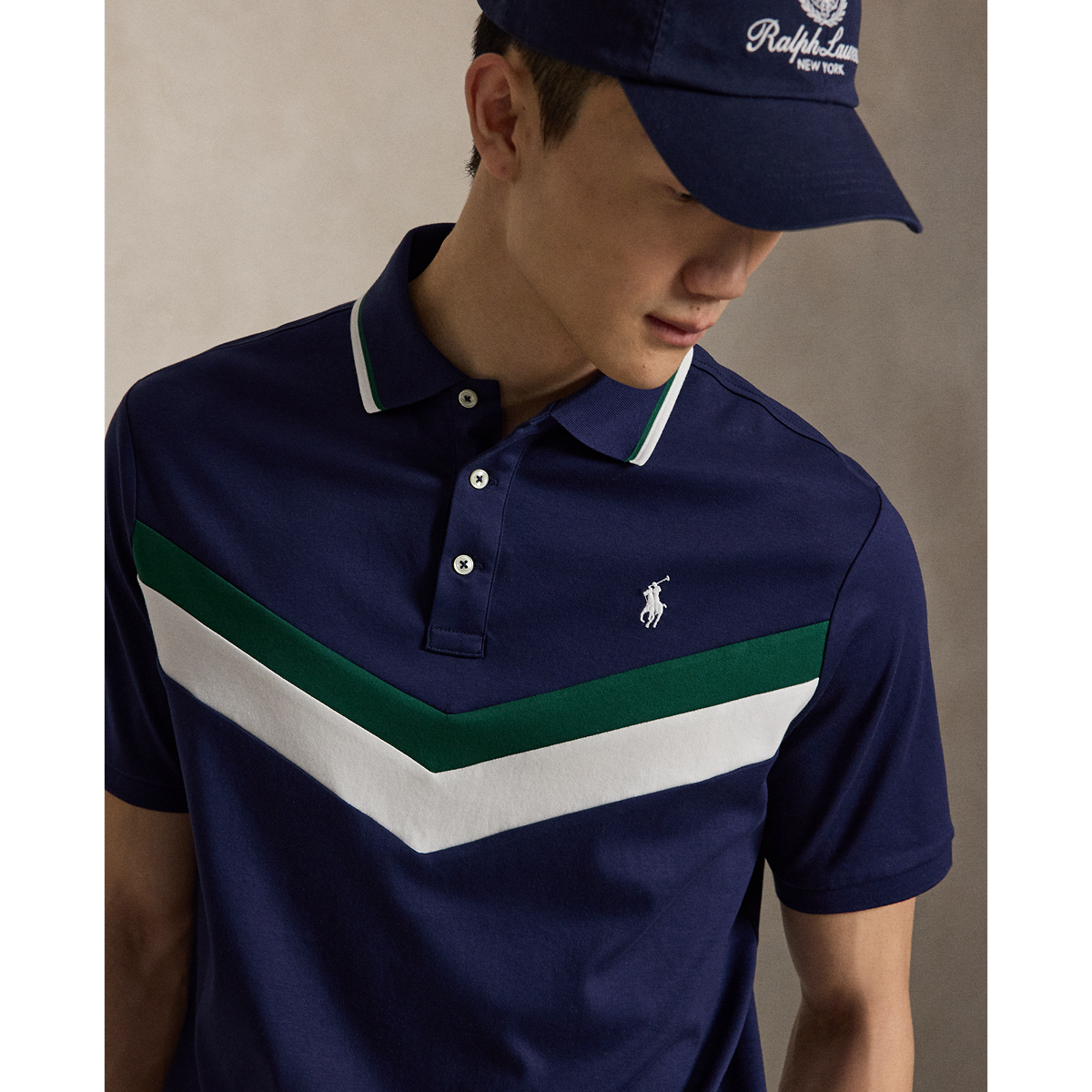 SHORT-SLEEVE HEAVYWEIGHT SOFT TOUCH CHEST STRIPE POLO by Ralph Lauren