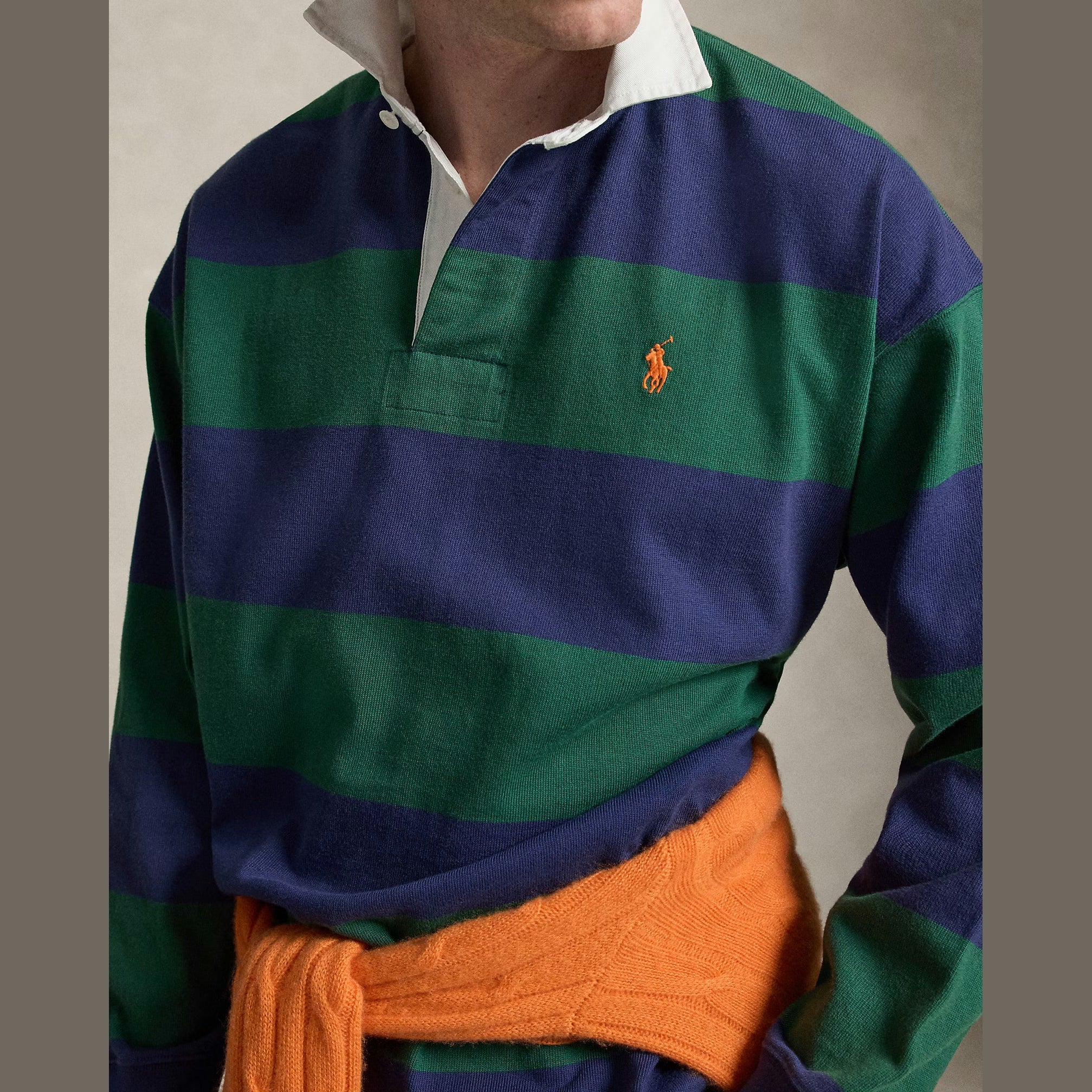 RALPH LAUREN LONG-SLEEVE HEAVY WEIGHT JERSEY STRIPED RUGBY POLO by Ralph Lauren