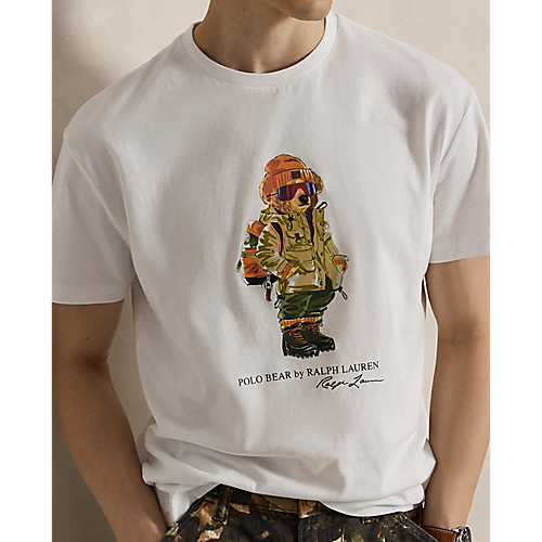 RALPH LAUREN SHORT-SLEEVE KNIT NOVELTY RED ROCKS BEAR GRAPHIC T-SHIRT by Ralph Lauren