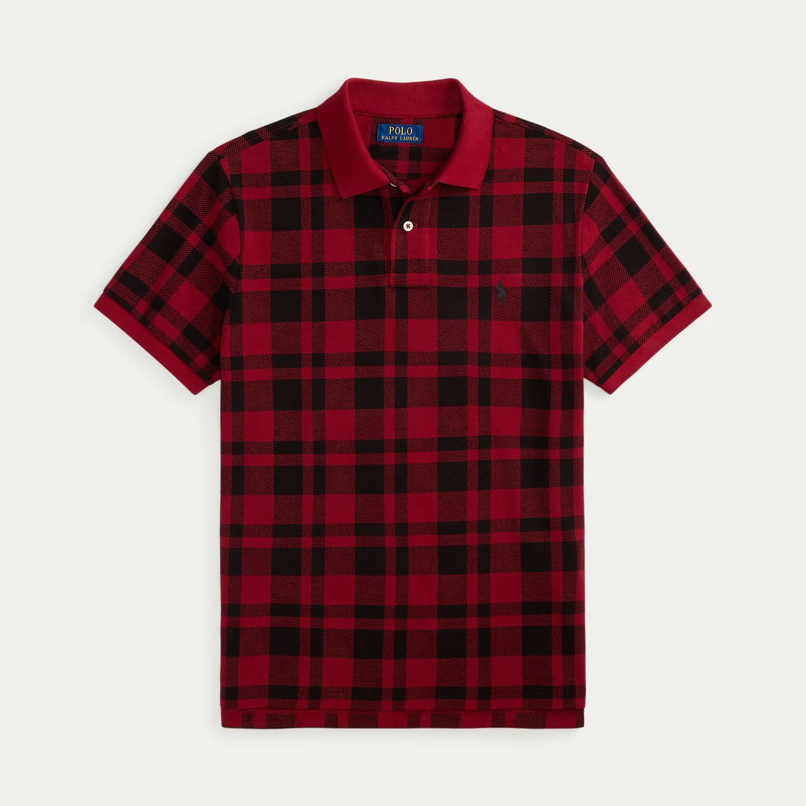 Classic Fit Plaid Mesh Polo Shirt