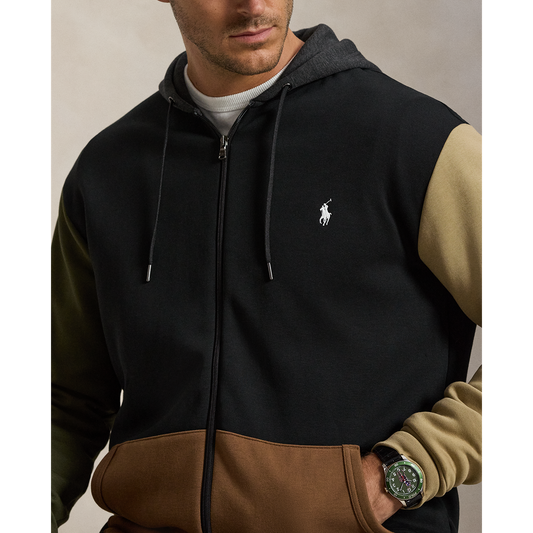 RALPH LAUREN LONG-SLEEVE DOUBLE KNIT TECH NOVELTY COLORBLOCK FULL-ZIP HOODED SWEATSHIRT by RALPH LAUREN