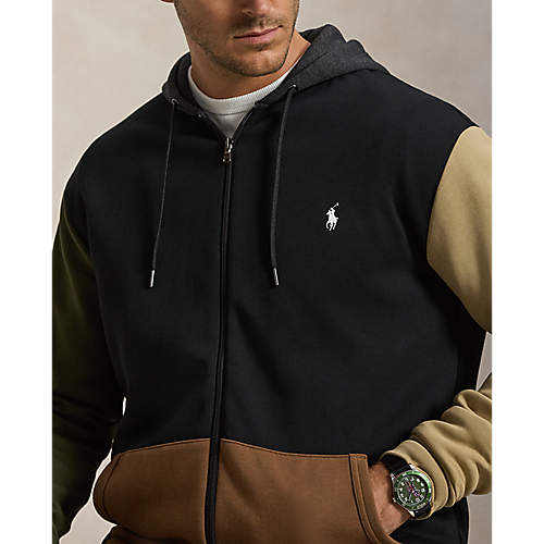 RALPH LAUREN LONG-SLEEVE DOUBLE KNIT TECH NOVELTY COLORBLOCK FULL-ZIP HOODED SWEATSHIRT by Ralph Lauren