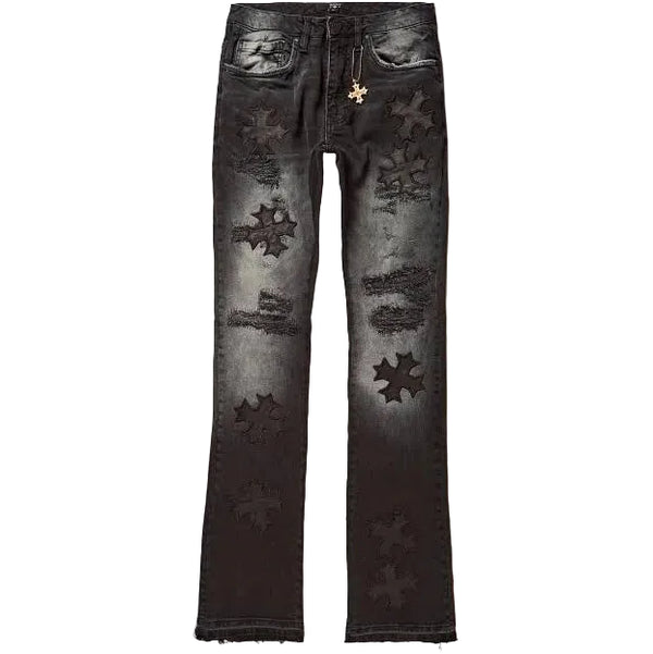 SEE YOU IN PARADISE CROSS SCYTHE PATCHED JEANS by Jordan Craig