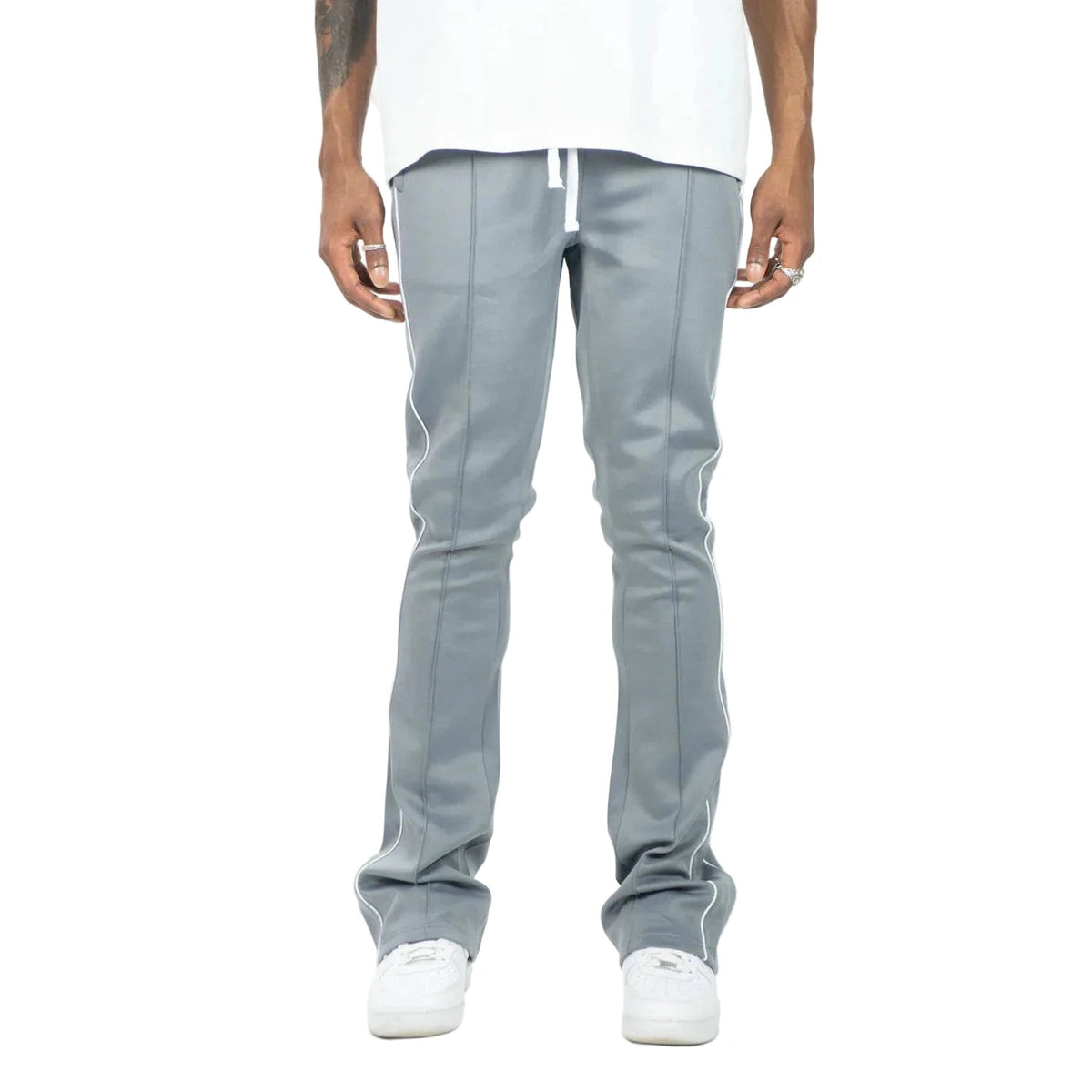 REBEL MINDS BT PIPING STACKED TRACK PANTS by Rebel Minds
