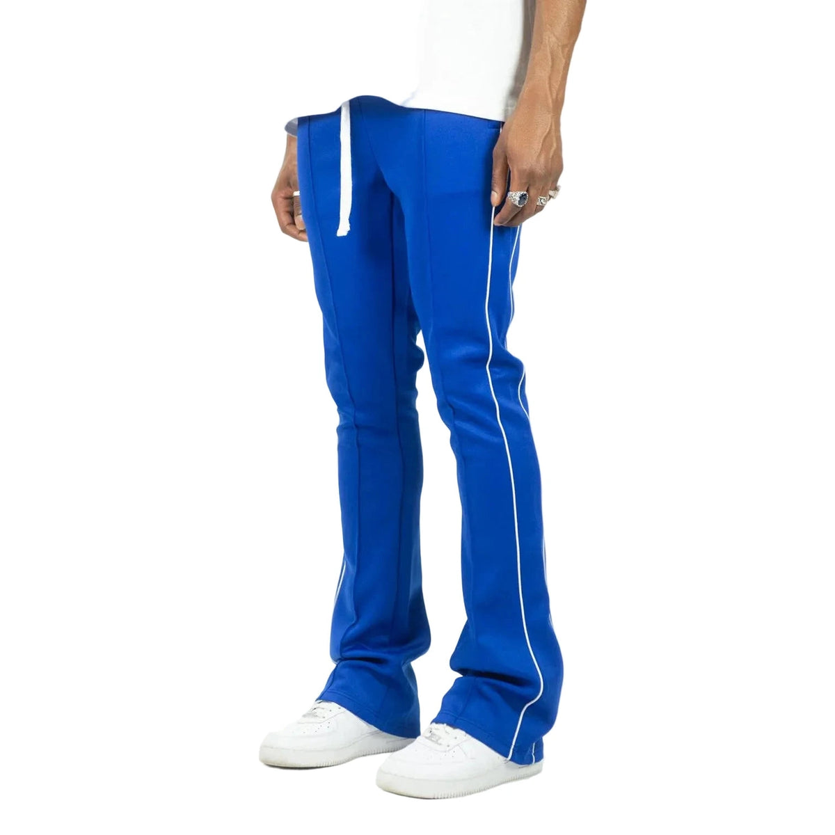 REBEL MINDS BT PIPING STACKED TRACK PANTS by Rebel Minds