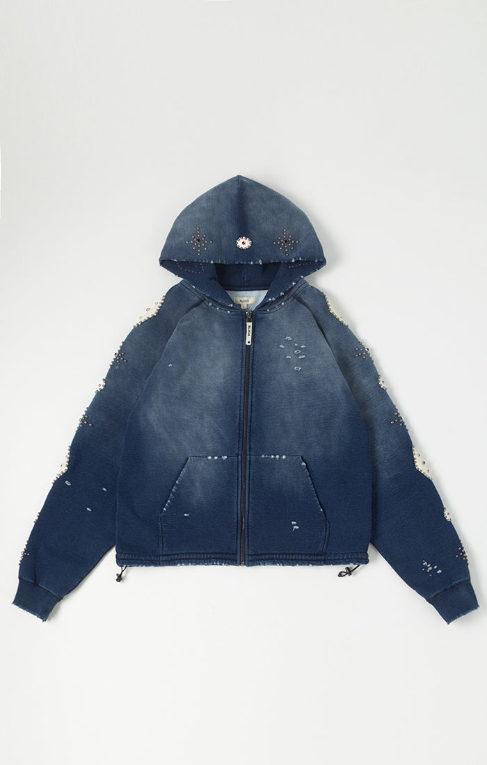 BLDG4 FALLING INDIGO HOODIE by BLDG4