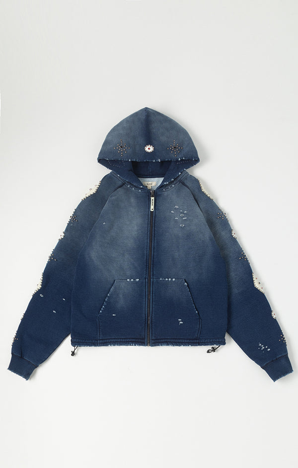 BLDG4 FALLING INDIGO HOODIE by BLDG4