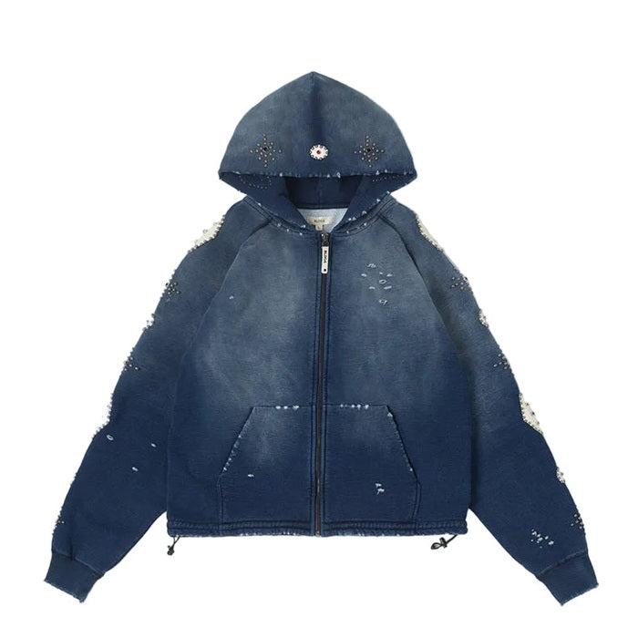 BLDG4 FALLING INDIGO HOODIE by BLDG4
