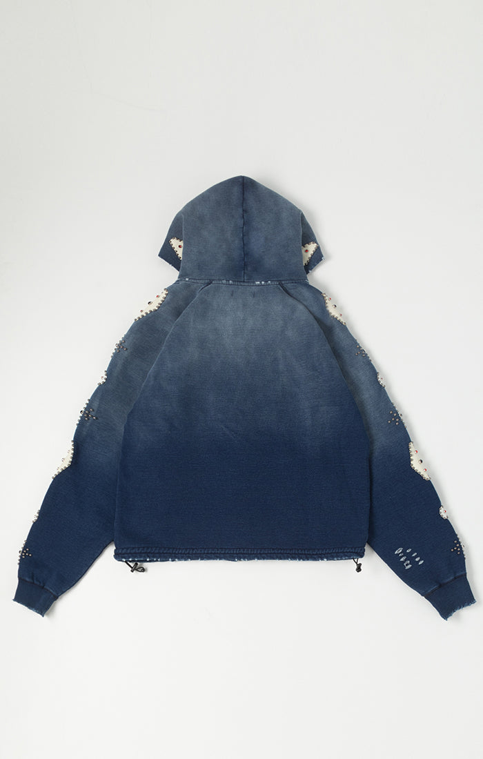 BLDG4 FALLING INDIGO HOODIE by BLDG4
