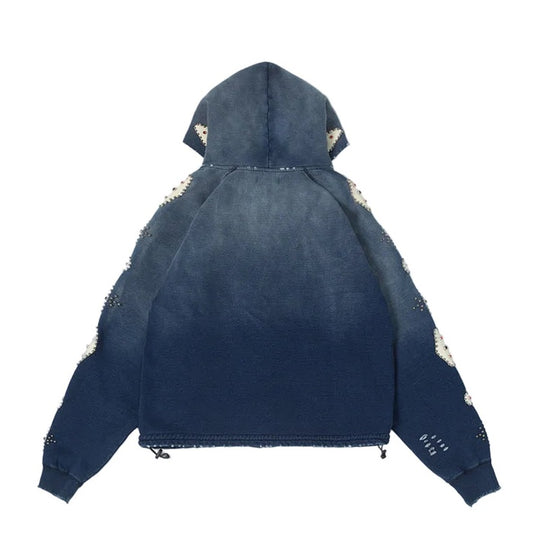 BLDG4 FALLING INDIGO HOODIE by BLDG4