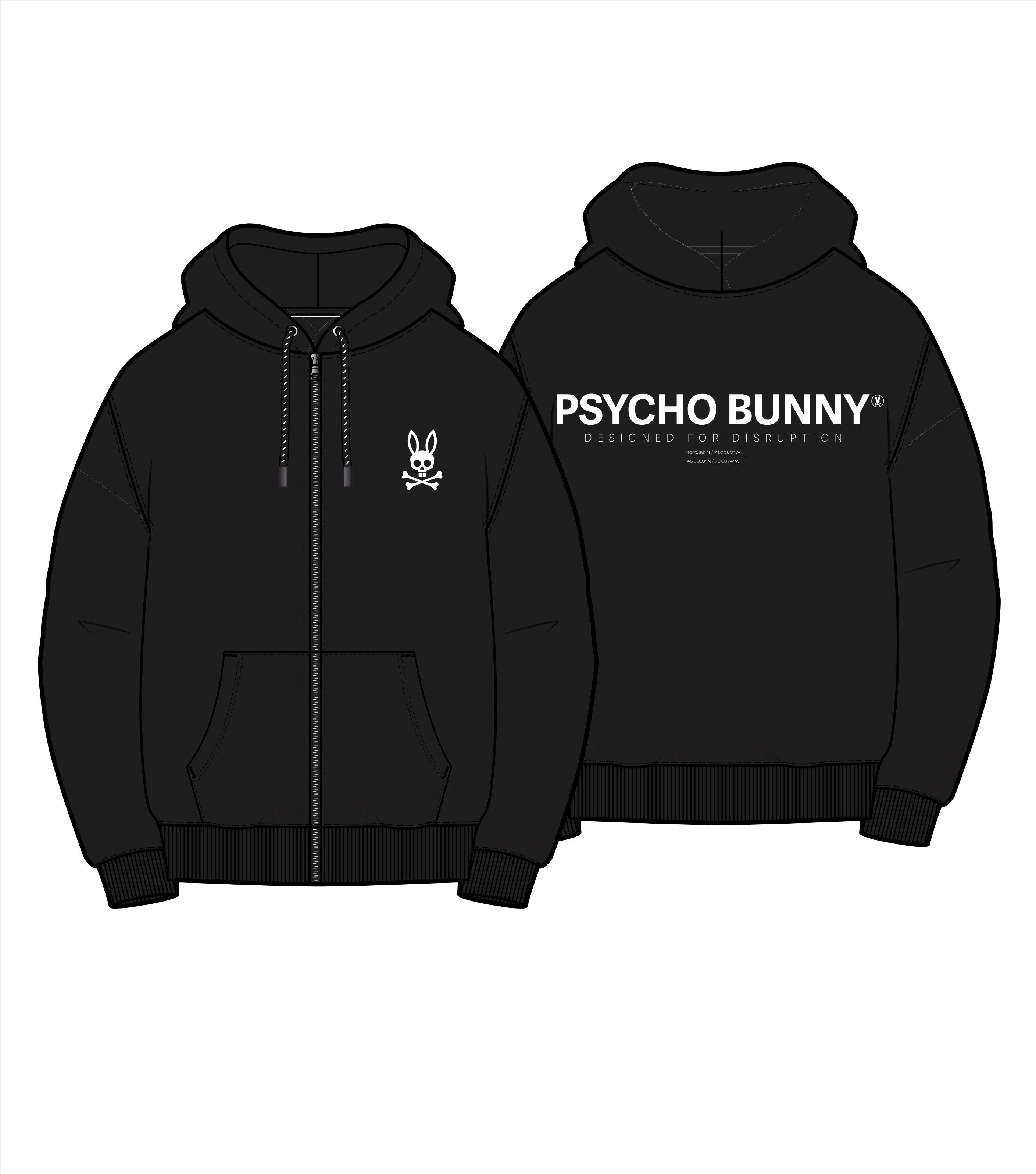 PSYCHO BUNNY HAIDEN RELAXED BUSHED ZIP HOODIE by Psycho Bunny