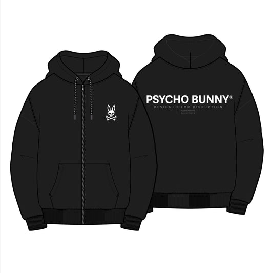 PSYCHO BUNNY HAIDEN RELAXED BUSHED ZIP HOODIE by Psycho Bunny