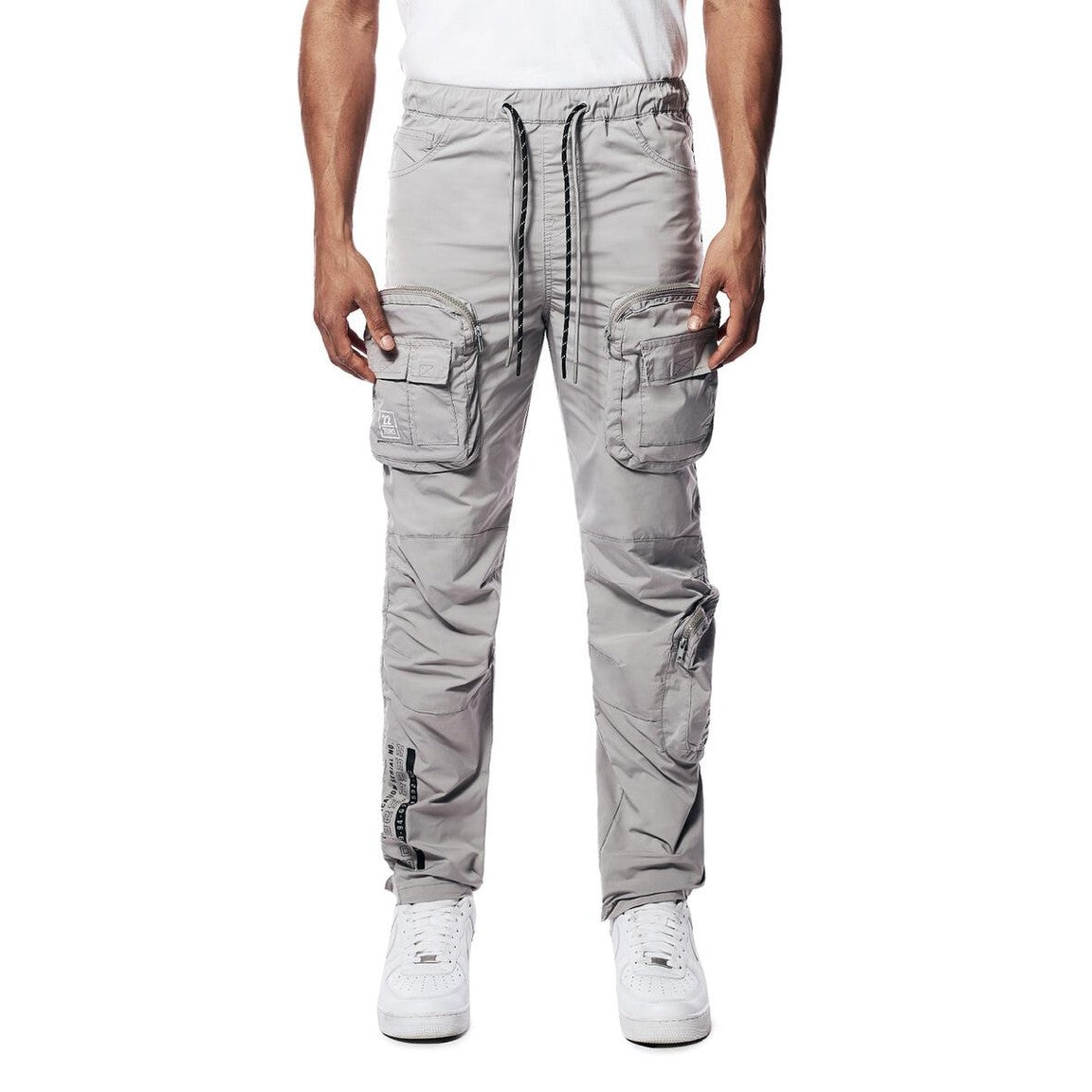 SMOKE RISE NYLON TRACKPANTS- LIGHT GRAY by Smoke Rise