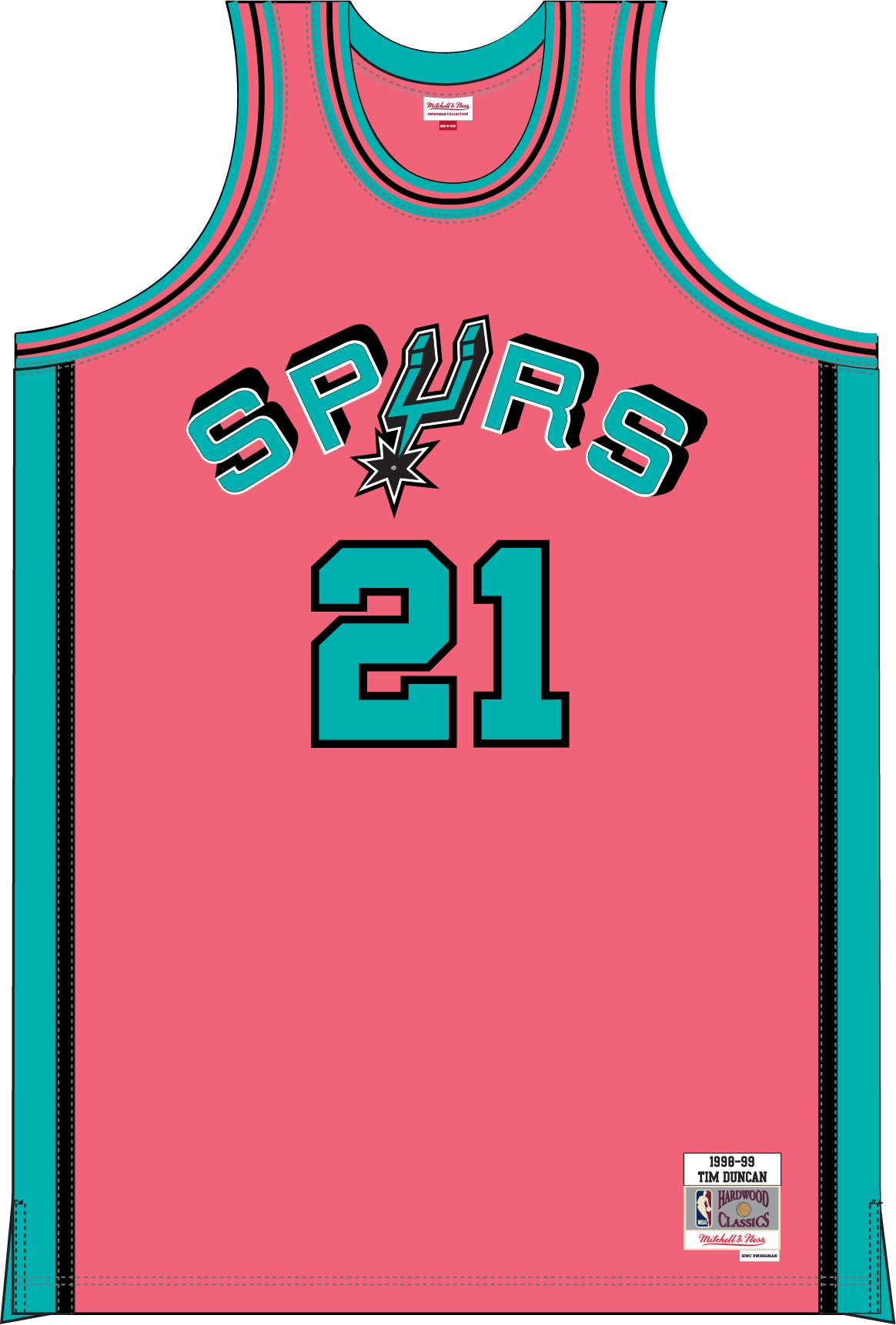 Youth San Antonio Spurs Tim Duncan Mitchell & Ness Black 1998-99