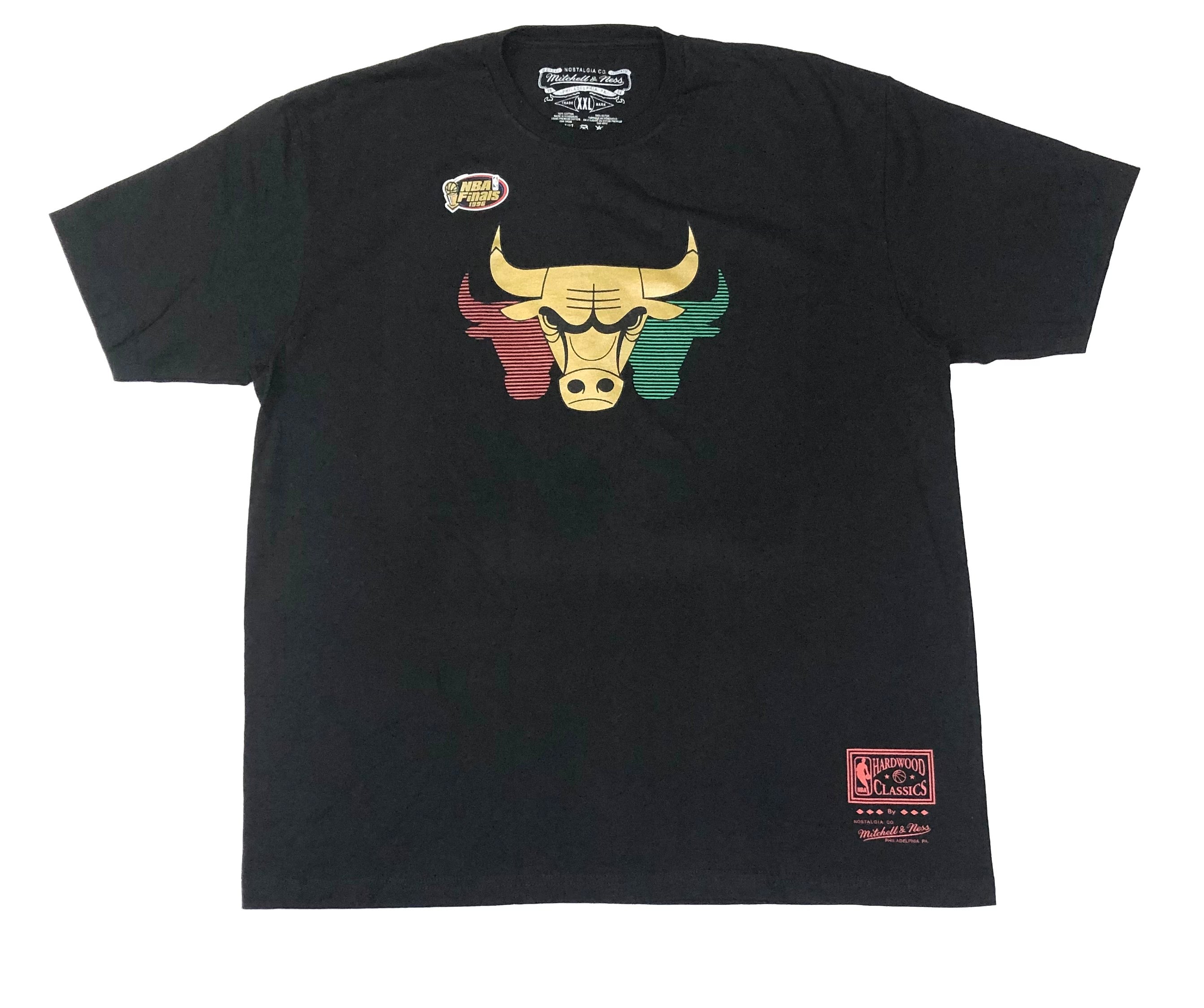 Chicago Bulls Mitchell & Ness NBA Gold Logo T-Shirt - Black